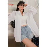 Tarz Cool Oversize Basic Uzun Kollu Gömlek Siyah - Beyaz