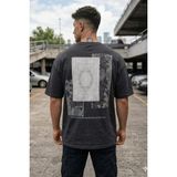 Tarz Cool Oversize Erkek Tişört Baskılı Pamuklu Rahat Kesim Streetwear Yazlık Basic T-Shirt - Antrasit - XL