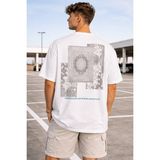 Tarz Cool Oversize Erkek Tişört Baskılı Pamuklu Rahat Kesim Streetwear Yazlık Basic T-Shirt - Beyaz