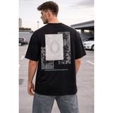 Tarz Cool Oversize Erkek Tişört Baskılı Pamuklu Rahat Kesim Streetwear Yazlık Basic T-Shirt - Siyah