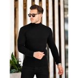 Tarz Cool Siyah Erkek Slim Fit Yarım Balıkçı Fitilli Triko KAZAK-TRZ19158R01S
