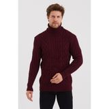 Tarz Cool TRZ8152R06S Bordo Örgü Desenli Erkek Triko Kazak
