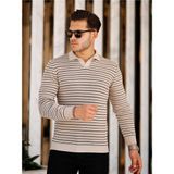 Tarz Cool Vizon Erkek Slim Fit Polo Yaka Patlı Triko KAZAK-TRZ19132R03S