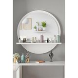 Tarz Design 58 Yuvarlak Beyaz Raflı Koridor Dresuar Konsol Salon Banyo Ofis Yatak Odası Ayna,Beyaz