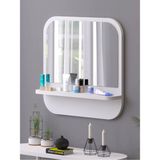 Tarz Design Nysamo Raflı Kare 58 cm Koridor Dresuar Konsol Duvar Salon Banyo Ofis Çocuk Yatak Oda Raflı Aynası - Beyaz - 58x58
