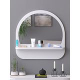Tarz Design Nysamo Raflı Oval 58 cm Koridor Dresuar Konsol Duvar Salon Banyo Ofis Çocuk Yatak Oda Raflı Aynası - Beyaz - 58x58