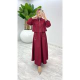 TARZ-I HAS BUTİK Bordo Premium Nefis Etek Takım Tesettür Giyim