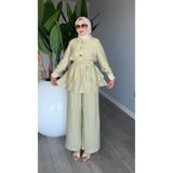 TARZ-I HAS BUTİK Çağla Astarlı Pamuklu Vual Tensel Kemerli Premium Seri Pantolon Takım Tesettür Giyim