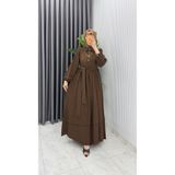TARZ-I HAS BUTİK Kahverengi Nimet Elbise Tesettür Giyim