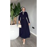 TARZ-I HAS BUTİK Lacivert Premium Pare Elbise Ferace Tesettür Giyim