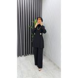 TARZ-I HAS BUTİK Siyah Kardelen Premium Seri Krep Pantolnlu Takım Tesettür Giyim