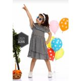 Tarz Kids Çizgili Desenle Kız Çoçuk Elbise 5-11 Yaş - Siyah - 8 - 9 Yaş