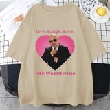 Tarz Sokak Canlı Gülmek Aşk Sayın Dünya Çapında Pitbull Grafik T Shirt Moda Hip Hop Kısa Kollu Tişört Un - Bej