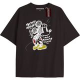 Tarz Sokak Unique Kadın Siyah Sırt Baskılı Mickey Mouse T-Shirtkod 73 - 2XL - 3XL