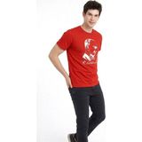 Tarz Yeri Erkek Atatürk Baskılı Tişört Kısa Kollu Bisiklet Yaka T-Shirt - Kırmızı - XS
