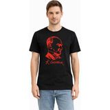 Tarz Yeri Erkek Atatürk Baskılı Tişört Kısa Kollu Bisiklet Yaka T-Shirt - Siyah