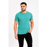 Tarz Yeri Erkek Basic Tişört Bisiklet Yaka Kısa Kol Günlük Yazlık Slim Fit T-Shirt - Su Yeşili - XL