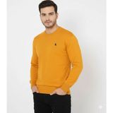Tarz Yeri Erkek Bisiklet Yaka Nakış Işlemeli Triko Kazak Yumuşak Dokulu Pamuklu Ince Dokuma, Uzun Kollu Rahat Regular Kalıp - Turuncu