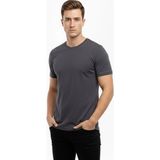 Tarz Yeri Erkek Bisiklet Yaka Slim Fit Dar Kesim Likralı Tişört - Füme - 2XL - FUME