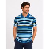 Tarz Yeri Erkek Çizgili Polo Yaka Tişört Kısa Kol Yazlık T-Shirt Regular Fit - Mavi - 2XL