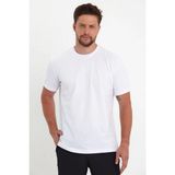 Tarz Yeri Erkek Düz Penye Tişört Bisiklet Yaka Kısa Kol Regular Fit T-Shirt - Beyaz - M