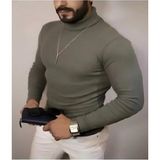 Tarz Yeri Erkek Kaşkorse Boğazlı Full Likralı Fitilli Body Kazak - Haki - Standart