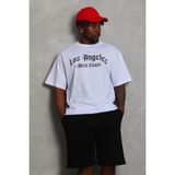 Tarz Yeri Erkek Kısa Kol Tişört Bisiklet Yaka Kanat Baskılı Oversize T-Shirt - Beyaz - 2XL