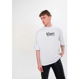 Tarz Yeri Erkek Kısa Kol Yazlık Tişört Bisiklet Yaka Baskılı Oversize T-Shirt - Beyaz - Siyah - M