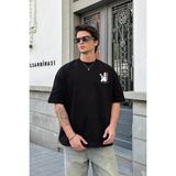 Tarz Yeri Erkek Kısa Kol Yazlık Tişört Bisiklet Yaka Baskılı Oversize T-Shirt - Beyaz - Siyah