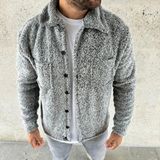 Tarz Yeri Erkek Pelüş Polar Hırka Gömlek Yakalı Ilik Düğmeli Göğüs Cepli Yumuşak Dokulu - Gri - 2XL