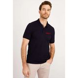 Tarz Yeri Erkek Pike Polo Yaka Tişört Düğmeli Baskılı T-Shirt - Beyaz - Siyah