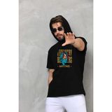 Tarz Yeri Unisex Kapşonlu Kolsuz Oversize Baskılı Tişört - Siyah
