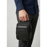 Tarzbu Siyah Deri Erkek Çantası, Ayarlanabilir Askılı El Ve Omuz Çantası, Orta Boy 19x15x7 Cm Tarzcan15632 Siyah