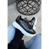 Tarzbu Siyah Renk, Süet, Gri Detaylı, Hafif, Ortapedik Taban, Kadın Spor, Yüksek Taban Ayakkabı, Sneaker - 0 - Siyah