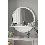 TARZDESİGN Yuvarlak Raflı 58cm Koridor Dresuar Konsol Duvar Salon Banyo Ofis Çocuk Yatak Oda Raflı Ayna