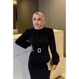 Tarzım Tuba Seçil Simli Tesettür Abiye Siyah