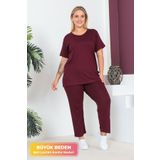 tarzımsüper Büyük Beden Konfor Modeli 2'li Takım Beli Lastikli Pantolonlu Tunik T-Shirt İkili Alt-Üst Takım