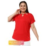 tarzımsüper Büyük Beden Konfor Modeli Şık Yaka Detaylı Tayt Üstüne Pamuklu Kısa Kollu Lüks Abiye Tunik T-shirt