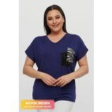 tarzımsüper Büyük Beden Yeni Sezon Rahat Konfor Modeli Cep Detaylı Kısa Kollu V Yaka Penye Tunik T-Shirt