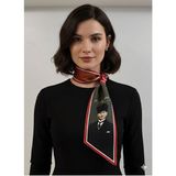 Tarzını Seç Atatürk Fotoğraflı ve Imzalı Türk Bayraklı Kravat / Eşarp / Fular - Kırmızı - Siyah