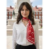 Tarzını Seç Ayyıldız Desenli Türk Bayraklı Kravat / Eşarp / Fular - Beyaz - Kırmızı
