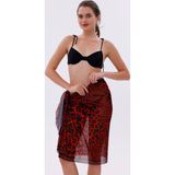 Tarzını Seç İç Gösterir Transparan Pareo - Kırmızı Leopar Model 150x95 Cm