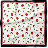 Tarzını Seç Siyah Çerçeveli Kiraz Desenli Fular / Bandana 70X70 cm