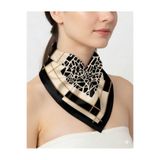 Tarzını Seç Siyah Mozaik Zincir Fular / Bandana / Aksesuar 48x48 cm