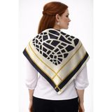 Tarzını Seç Siyah Mozaik Zincir Fular / Bandana / Aksesuar / Eşarp 90X90 cm - 03-Siyah