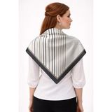 Tarzını Seç Siyah V Çizgi Fular / Bandana / Aksesuar / Eşarp 90X90 cm - 0 - Siyah