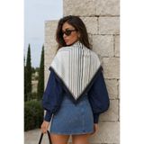 Tarzını Seç Siyah V Çizgi Fular/Bandana/Aksesuar/Şal/Eşarp 70x70