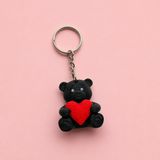 Tarzınıseç 3D Kalpli Siyah Ayıcık Anahtarlık Charm 2'li Set