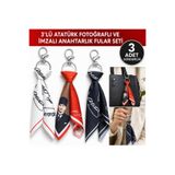 Tarzınıseç 3’lü Atatürk İmzalı Fular Anahtarlık Seti Çanta Aksesuarı | Şık Anahtarlık Charm