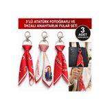 Tarzınıseç 3’lü Türk Bayraklı Atatürk Temalı Fular Anahtarlık Seti Çanta Aksesuarı